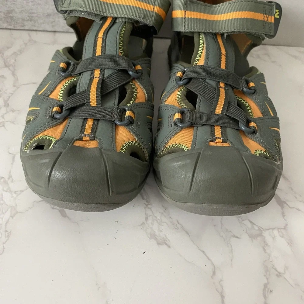 Merrell Hiking Sandals Kids Sz 4W Grey Orange‎ Outdoor Camping